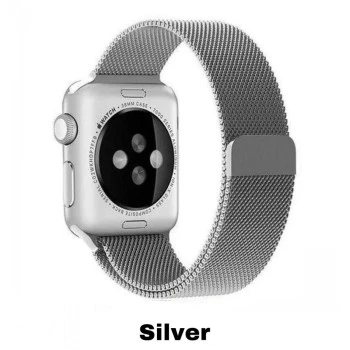 CaseKiDukaan Stainless Steel Milanese Loop Strap with Magnetic Lock Buckle Wrist Band for Apple Watch Series Ultra/8/Se/7/6/5/4/3/2/1 Size 38/40/41mm  Silver