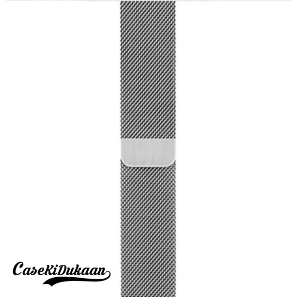 CaseKiDukaan Stainless Steel Milanese Loop Strap with Magnetic Lock Buckle Wrist Band for Apple Watch Series Ultra/8/Se/7/6/5/4/3/2/1 Size 38/40/41mm  Silver