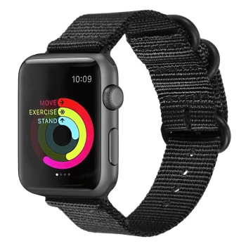 Nylon Strap Black Color Compatible with iWatch Series Ultra/8/Se/7/6/5/4/3/2/1 Size: 42mm/44mm/45/49mm