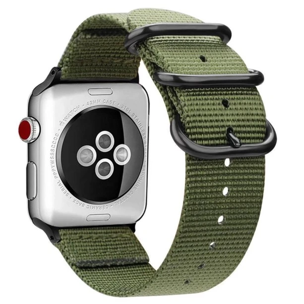 Nylon Strap Green Color Compatible with iWatch Series Se/7/6/5/4/3/2/1 Size: 42mm/44mm/45mm/49mm