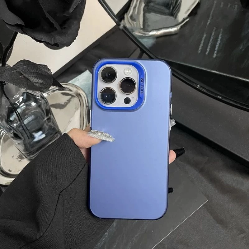 Frosted Solid Colour Shockproof Case for iPhone 14 Pro Max - Blue