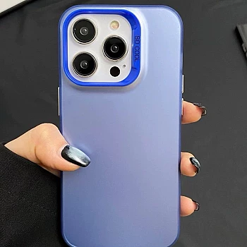 Frosted Solid Colour Shockproof Case for iPhone 13 Pro - Blue