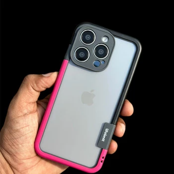 Wolmtt Bumper Shockproof Case For iPhone 14 Pink / Black