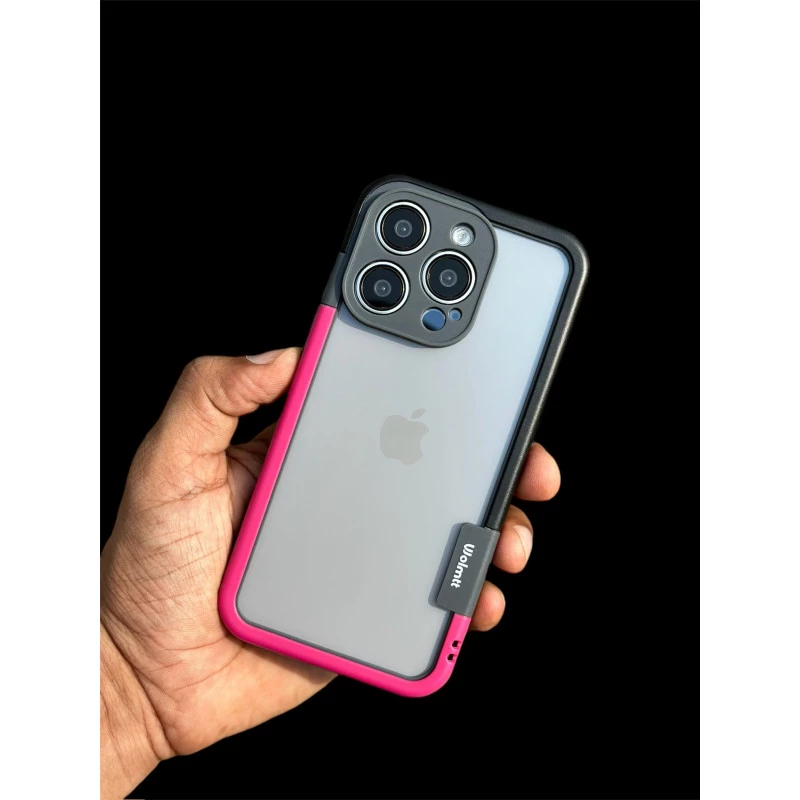 Wolmtt Bumper Shockproof Case For iPhone 14 Pro Max Pink / Black