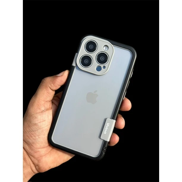 Wolmtt Bumper Shockproof Case For iPhone 15 Pro Black / Grey