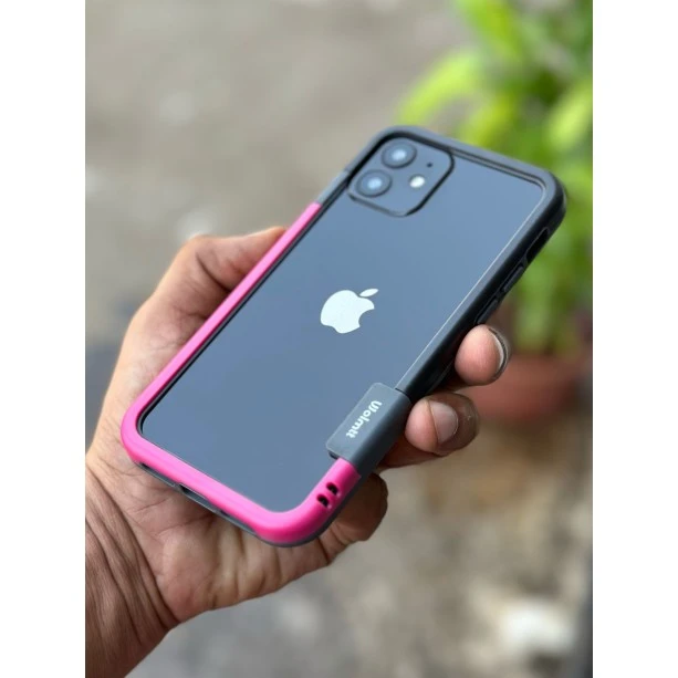 Wolmtt Bumper Shockproof Case For iPhone 12 / 12 Pro Pink / Black
