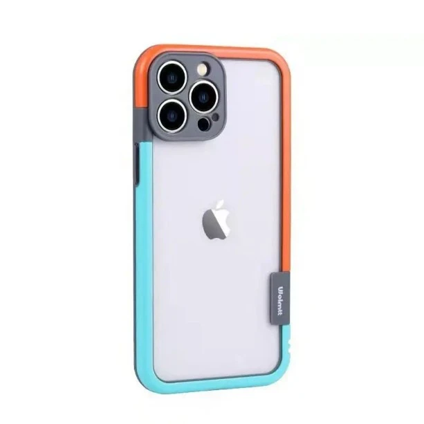 Wolmtt Bumper Shockproof Case For iPhone 15 Pro Max Orange / Blue
