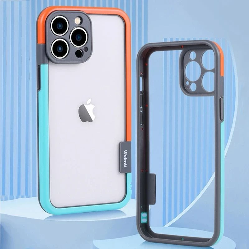 Wolmtt Bumper Shockproof Case For iPhone 13 Pro Orange / Blue