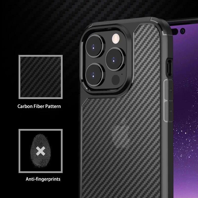 Carbon Fibre Texture Case for iPhone 14 Pro Black - Ultimate Protection in Stylish Black