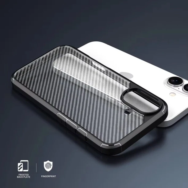 Carbon Fibre Texture Case for iPhone 16 Black - Ultimate Protection in Stylish Black