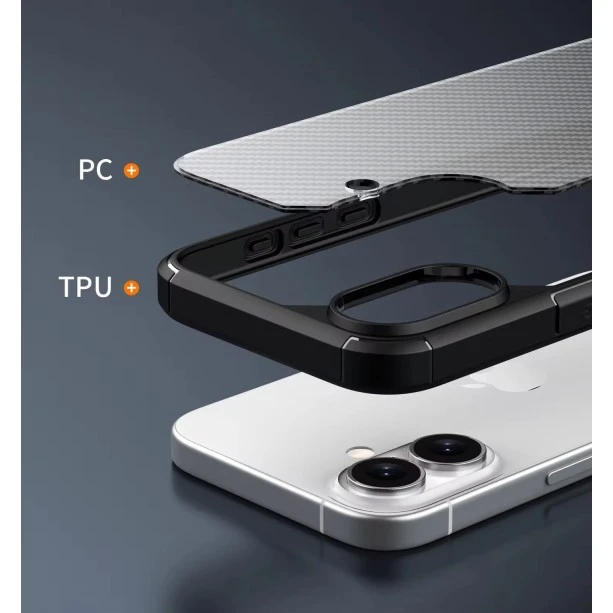 Carbon Fibre Texture Case for iPhone 16 Black - Ultimate Protection in Stylish Black