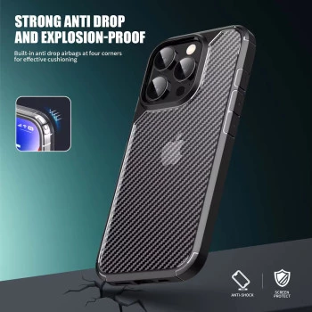 Carbon Fibre Texture Case for iPhone 16 Pro Black - Ultimate Protection in Stylish Black