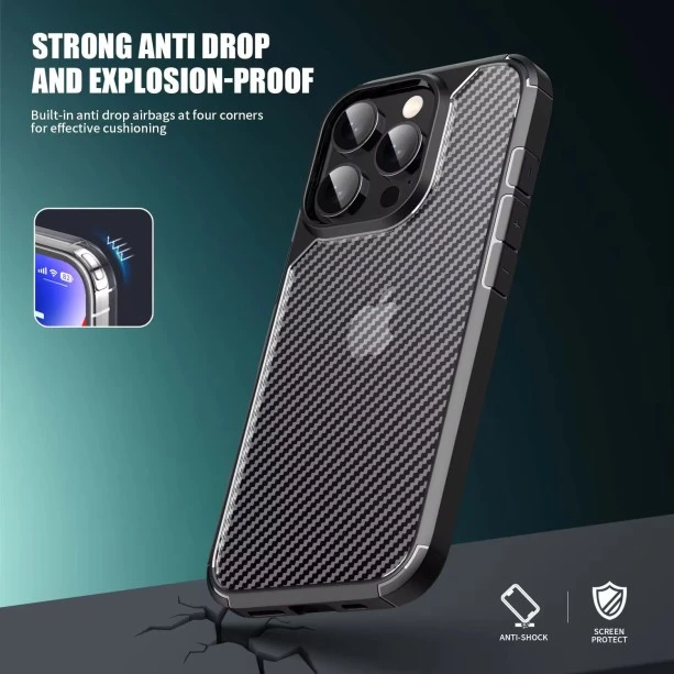 Carbon Fibre Texture Case for iPhone 16 Pro Black - Ultimate Protection in Stylish Black