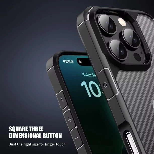 Carbon Fibre Texture Case for iPhone 16 Pro Black - Ultimate Protection in Stylish Black