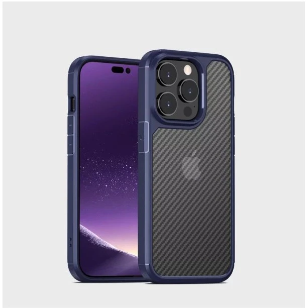 Carbon Fibre Texture Case for iPhone 14 Pro Max Blue
