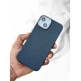 Carbon Fibre Texture Case For iPhone 13 - Blue