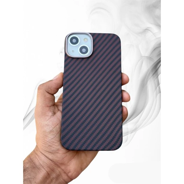 Carbon Fibre Texture Case For iPhone 13 - Red