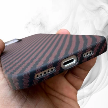 Carbon Fibre Texture Case For iPhone 13 - Red
