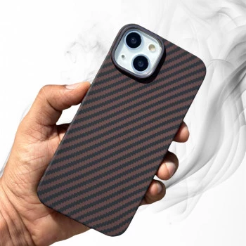 Carbon Fibre Texture Case For iPhone 13 - Red