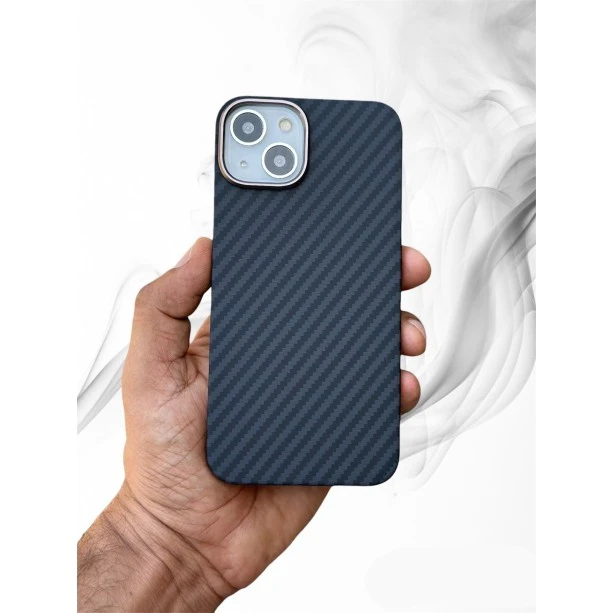 Carbon Fibre Texture Case For iPhone 13 - Black