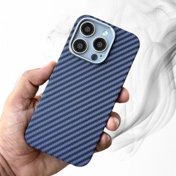 Carbon Fibre Texture Case For iPhone 14 Pro - Purple