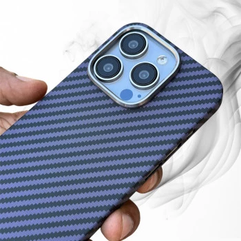 Carbon Fibre Texture Case For iPhone 14 Pro - Purple