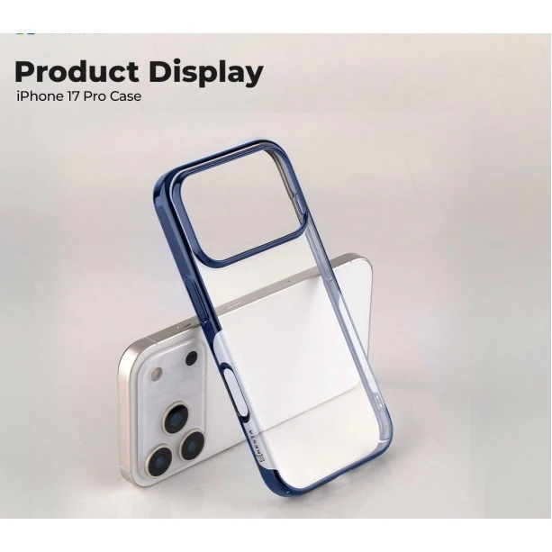 iPhone 17 Pro Cover – Transparent Blue | Slim, Shockproof & Anti-Yellowing