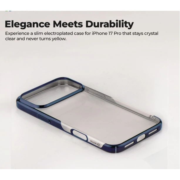iPhone 17 Pro Cover – Transparent Blue | Slim, Shockproof & Anti-Yellowing