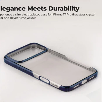iPhone 17 Pro Max Cover – Transparent Blue | Slim, Shockproof & Anti-Yellowing