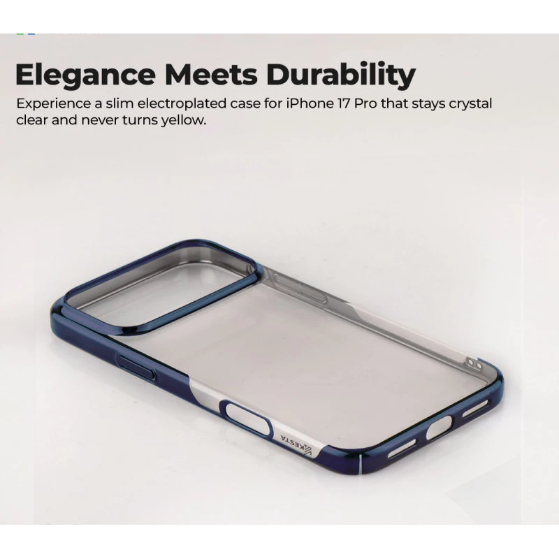 iPhone 17 Pro Max Cover – Transparent Blue | Slim, Shockproof & Anti-Yellowing