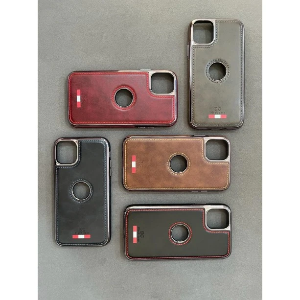 Black Leather Case With Chrome Electoplating For iPhone 11