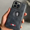 Blue Leather Case For iPhone 14 Plus With Microfiber Interior