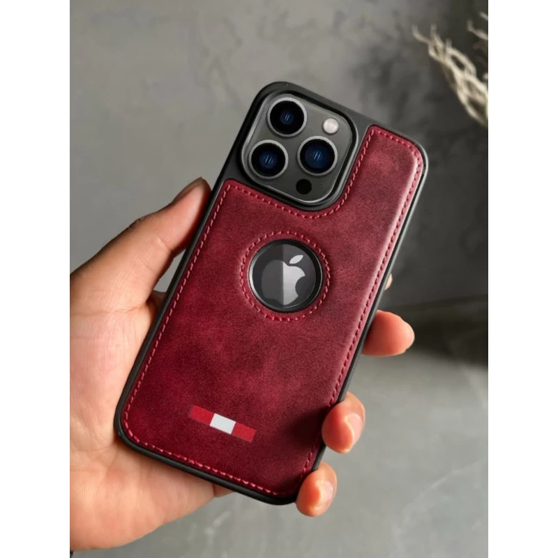 Red Leather Case For iPhone 15 Pro