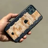 Black Brown Carbon Fibre Designer Leather Case for iPhone