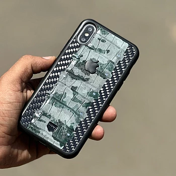 Black Green Carbon Fibre Designer Leather Case for iPhone