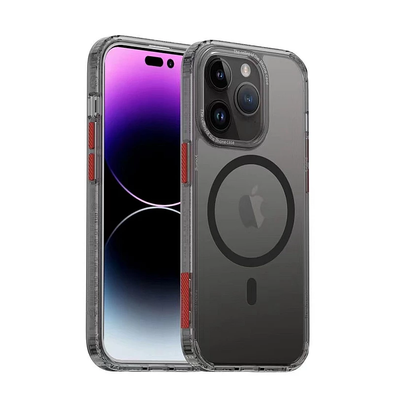 CKD Premium Transparent Shockproof MagSafe Case For iPhone 15 Plus Black