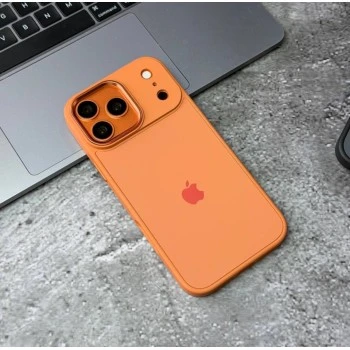 Dual-Tone Orange Silicone Case with Aluminium Camera Protection for iPhone