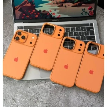 Dual-Tone Orange Silicone Case with Aluminium Camera Protection for iPhone