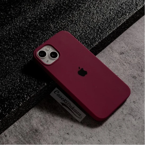 Wine Red Silicon Case For iPhone 15 Plus