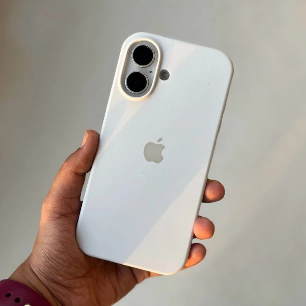 White Silicon Case For iPhone 16 Plus