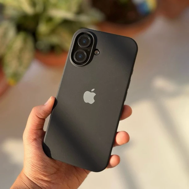 Black Silicon Case For iPhone 16 Plus