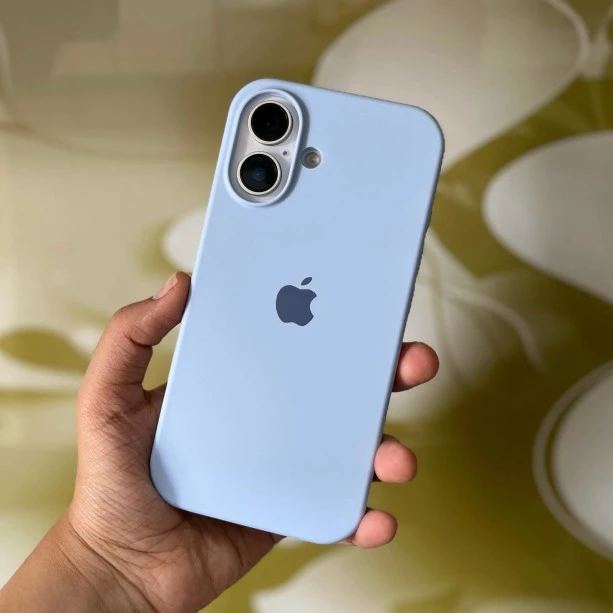 Light Blue Silicon Case For iPhone 16 Plus