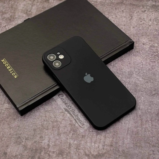 Black rubber soft case for iPhone 12