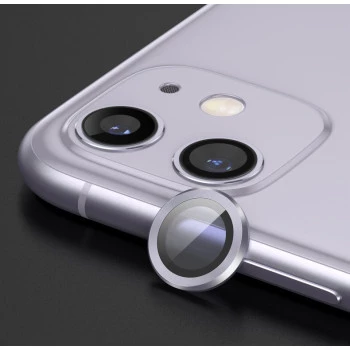 Metal Ring Camera Lens Screen Protector Tempered Glass for iPhone Lavender - Set of 2/3