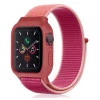 iWatch Silicon Case With Nylon Velcro Strap Compatible With Apple iWatch Series Se/7/6/5/4/3/2/1 Size 42mm / 44mm / 45mm / 49mm Dual Pink