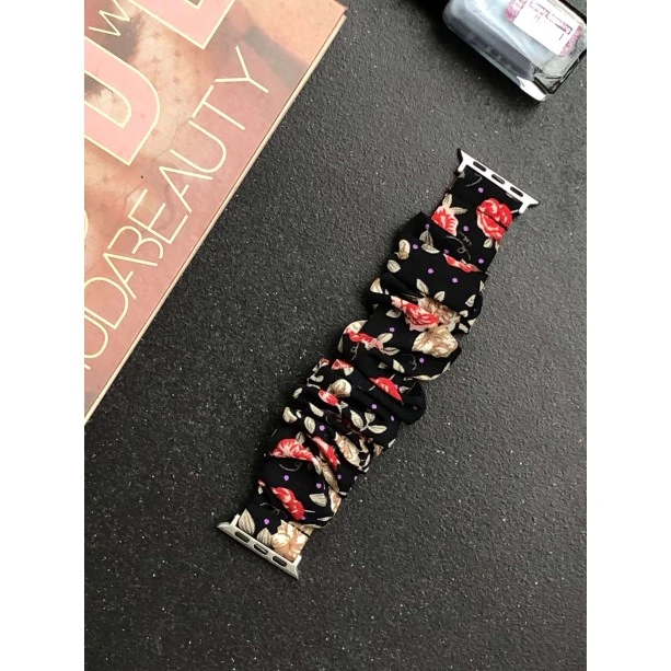 iWatch Strap For Girls Scrunchies Band Compatible With Apple Watch Series SE/7/6/5/4/3/2/1 For Size (42/44/45/49mm)  Design 129