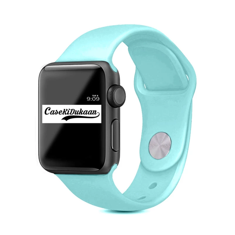 Aqua Green iWatch Silicone Strap Compatible with Watch Series Ultra/8/Se/7/6/5/4/3/2/1 Size: 42mm/44mm/45mm/49mm
