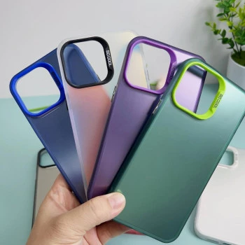 Frosted Solid Colour Shockproof Case for iPhone 15 Pro Max - Blue