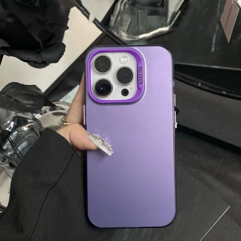 Frosted Solid Colour Shockproof Case for iPhone 14 Pro - Purple