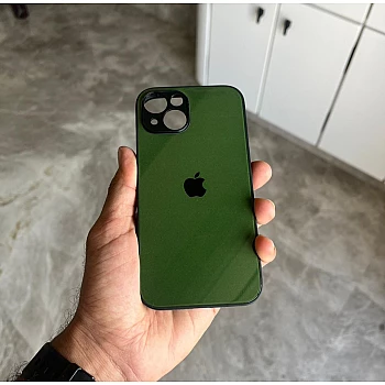 Dark Green Glass Case for iPhone 15 Plus